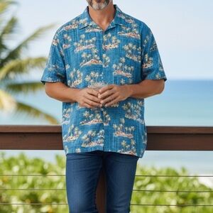 Campia Moda  Medium Hawaiian Aloha Cocktails Shirt Size Medium
